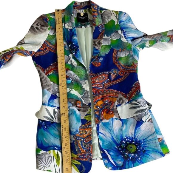 Vtg Marciano By Guess sz 0 Lucy printed blazer" Lucky Charm Muti color tropical - Picture 8 of 9